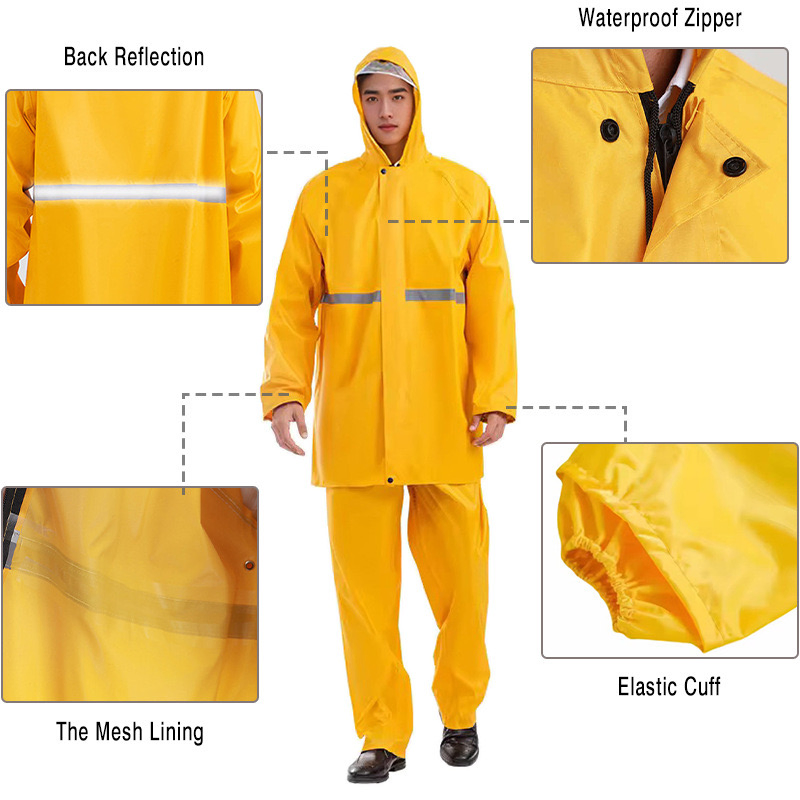 High Visibility Rainwear Waterproof Full Cover Reflective Design Raincoat for Construction