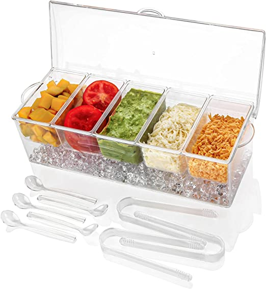 Best Selling Ice Cooled 4/5/6 Compartment Plastic Condiment Serving Caddy with Lid for Bar and Restaurant for Zoladkowa Gorzka Double Cross Mastermind