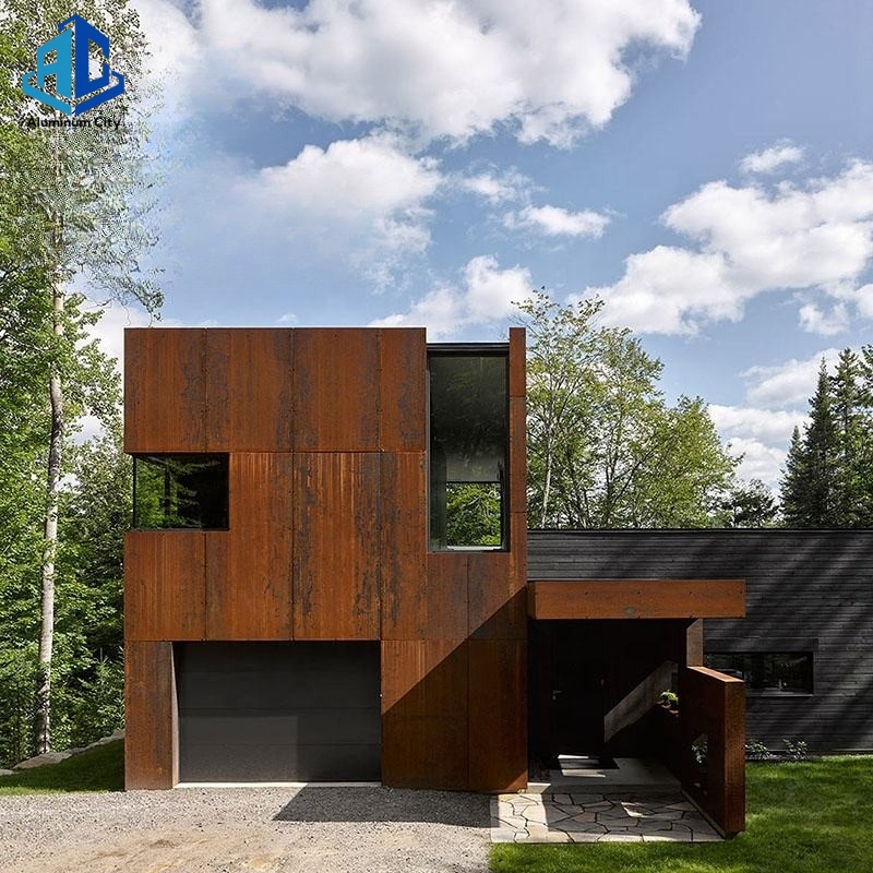Corten Steel Facade Solid Metal Panel Clad Wall Panels