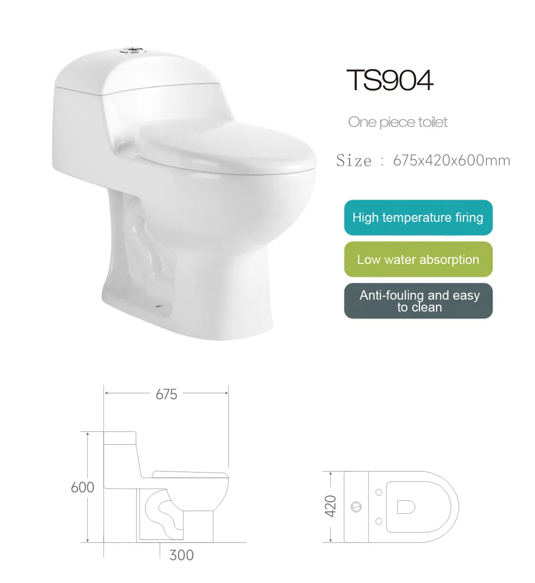 China Manufacturer White Glazed One Piece Bathroom Sanitary Ware Toilet