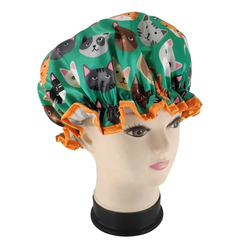 Factorydirect High Quality Cartoon Shower Caps Cats Shower Cap