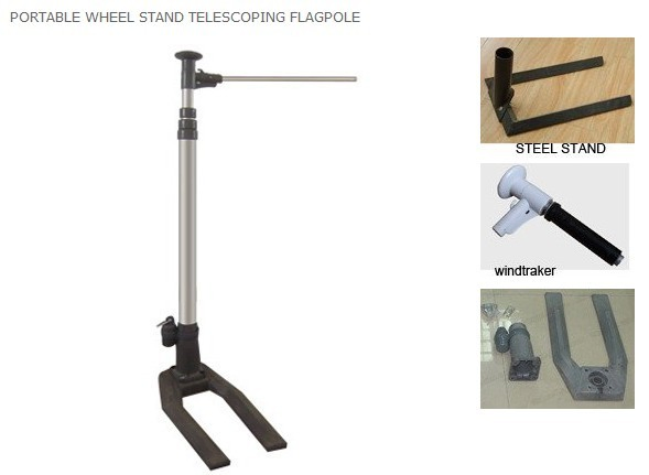 Steel Car Wheel Base for 6m Portable Telescopic Aluminum Flagpole (J-NF21M01004)