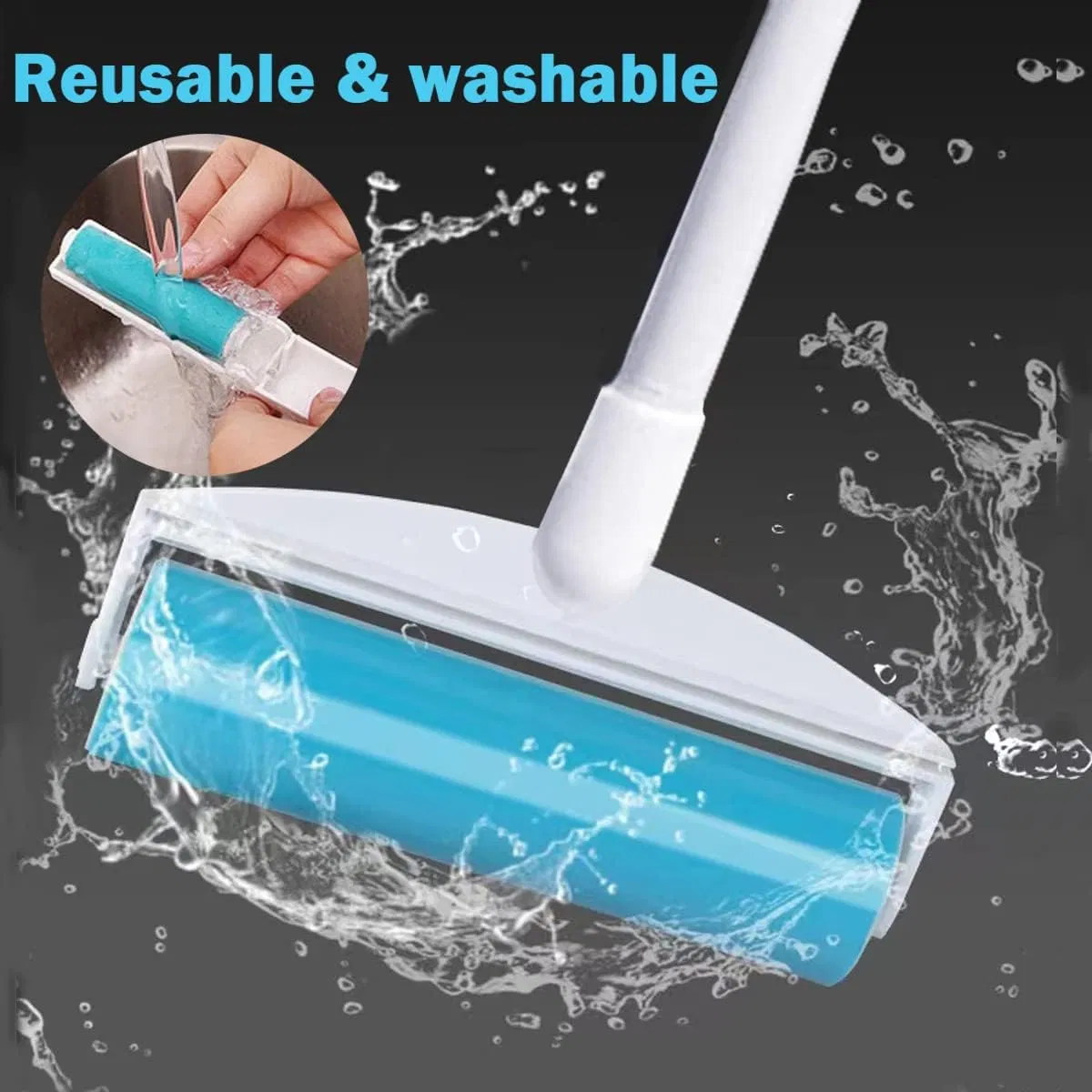 Reusable Manual Gel Sticky Picker Washable Pet Hair Lint Roller Pet Hair Remover with 3-Foot Extendable Handle for Home Cleaning Floor Couch Carpet Dusty Remova