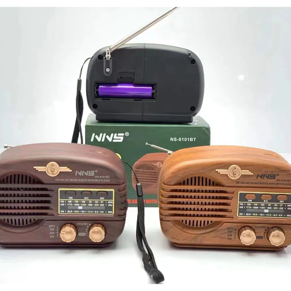 Ретро радио NS-8101BT с Bluetooth, деревянный корпус
