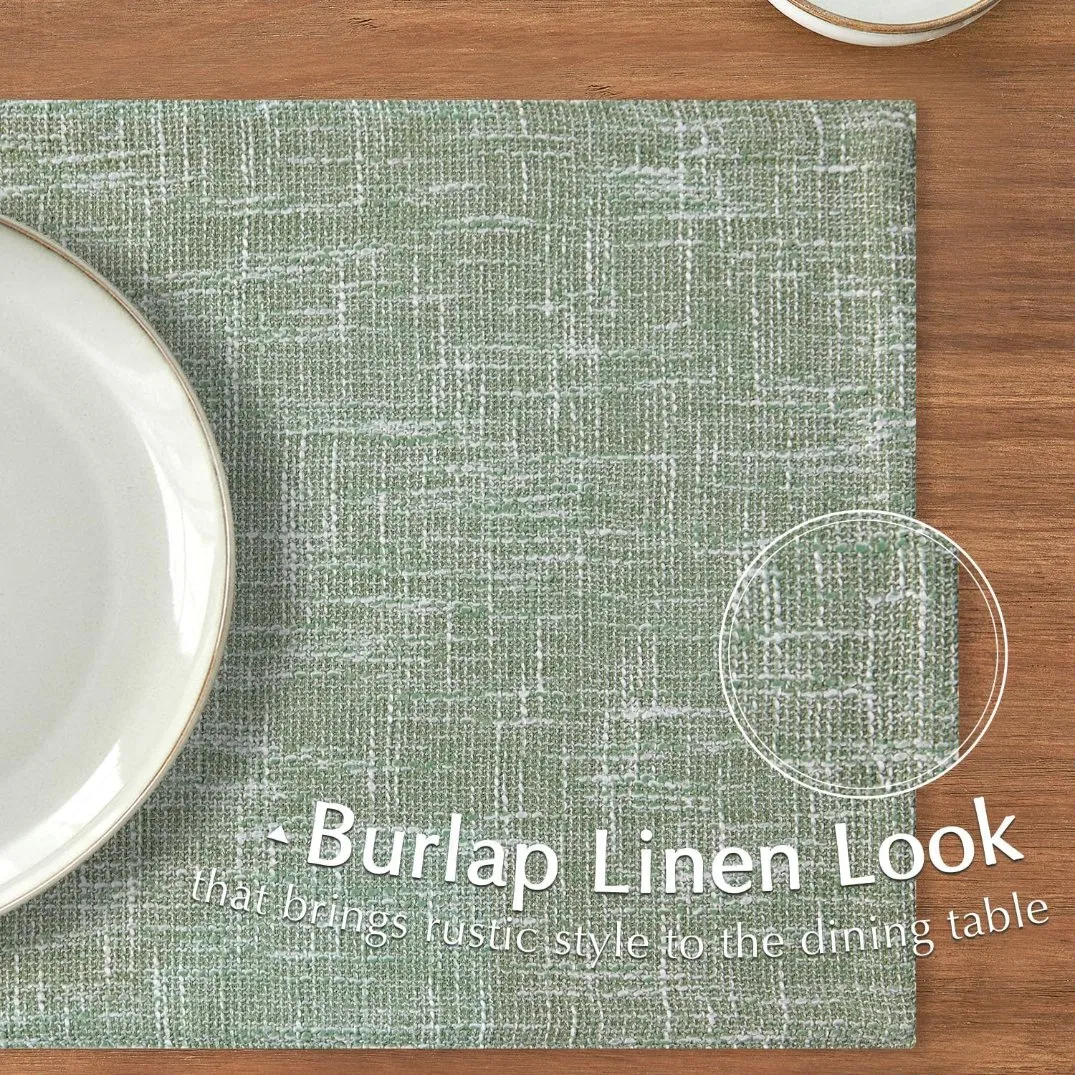 Burlap Textured Sturdy Fabric Double Layer Heat Resistant Placemats Set