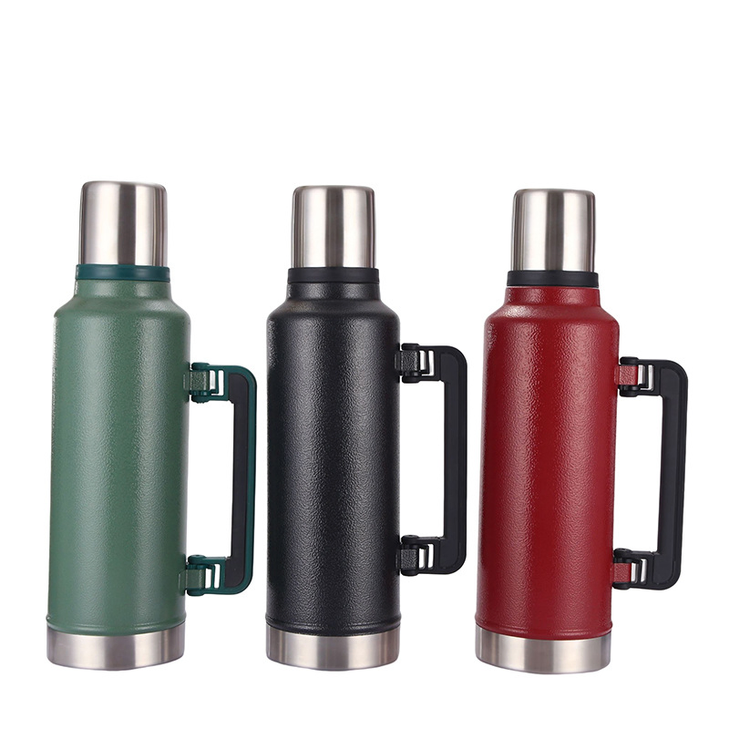 304 Stainless Steel Double-Layer Thermal Insulation Portable Water Kettle Large Capacity Outdoor Vehicle Travel Pots with Handle