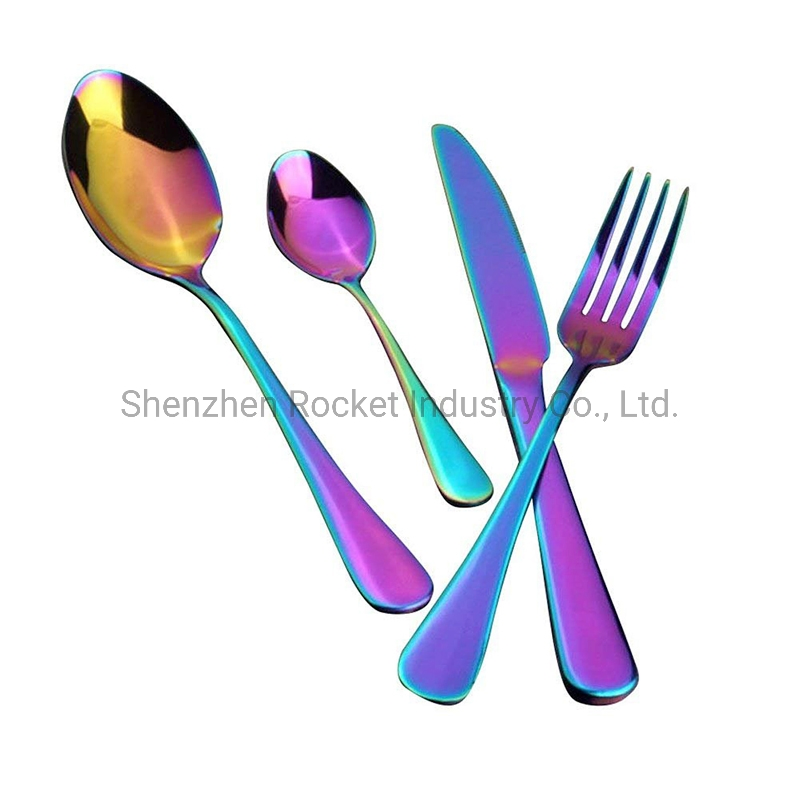 Small Colorful Spoons and Forks Stainless Steel for Dinner