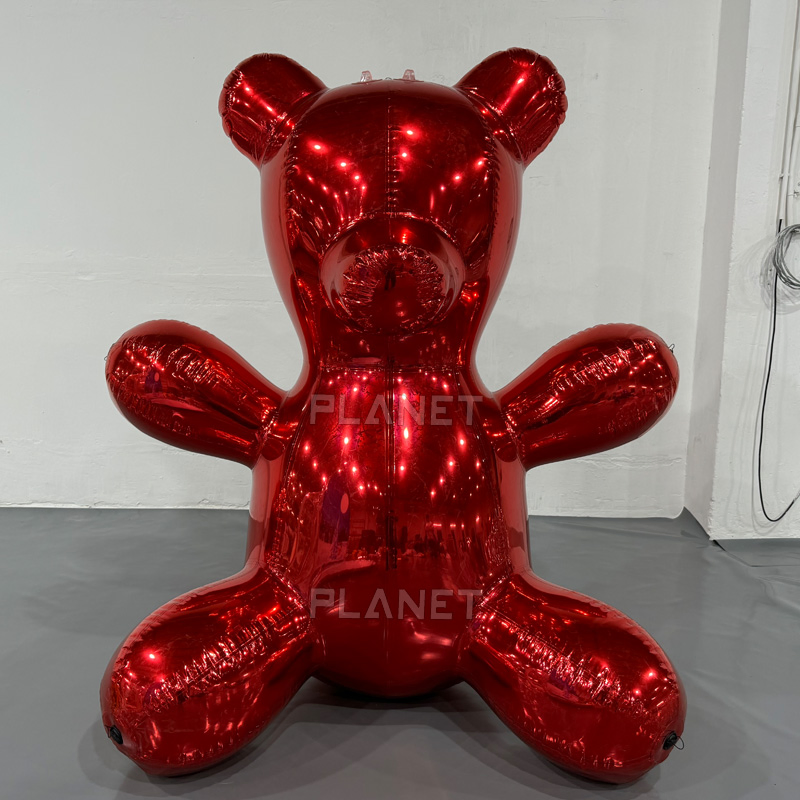 Giant Advertising Reflective PVC Red Inflatable Mirror Bear for Decoration