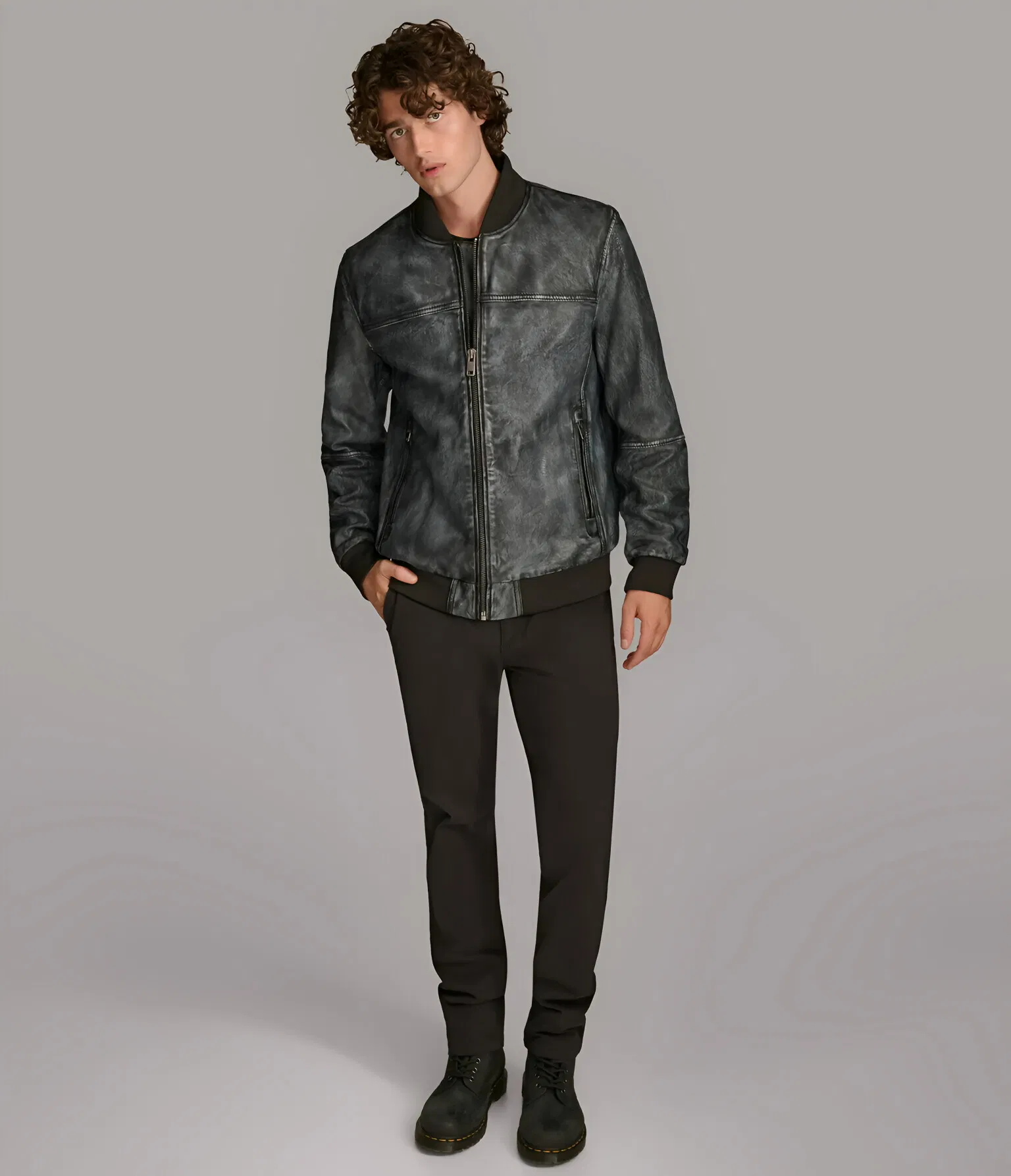 Trendy Snap&Zipper Faux Leather Jacket for Men