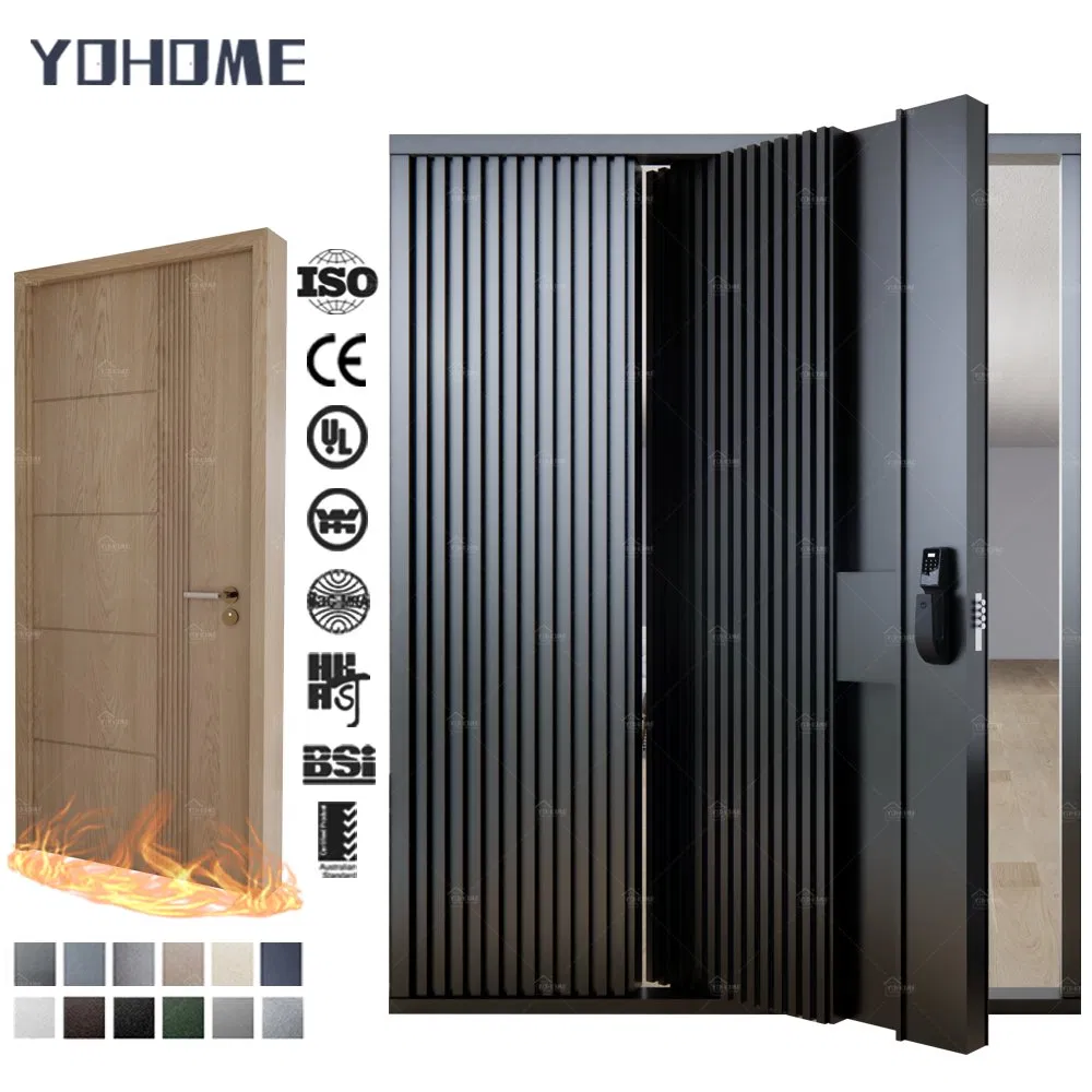 Современная входная дверь с распашным открытием, алюминий/сталь