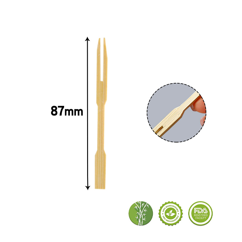 Biodegradable Disposable Bamboo Cutlery Fruit 90mm Mini Fork