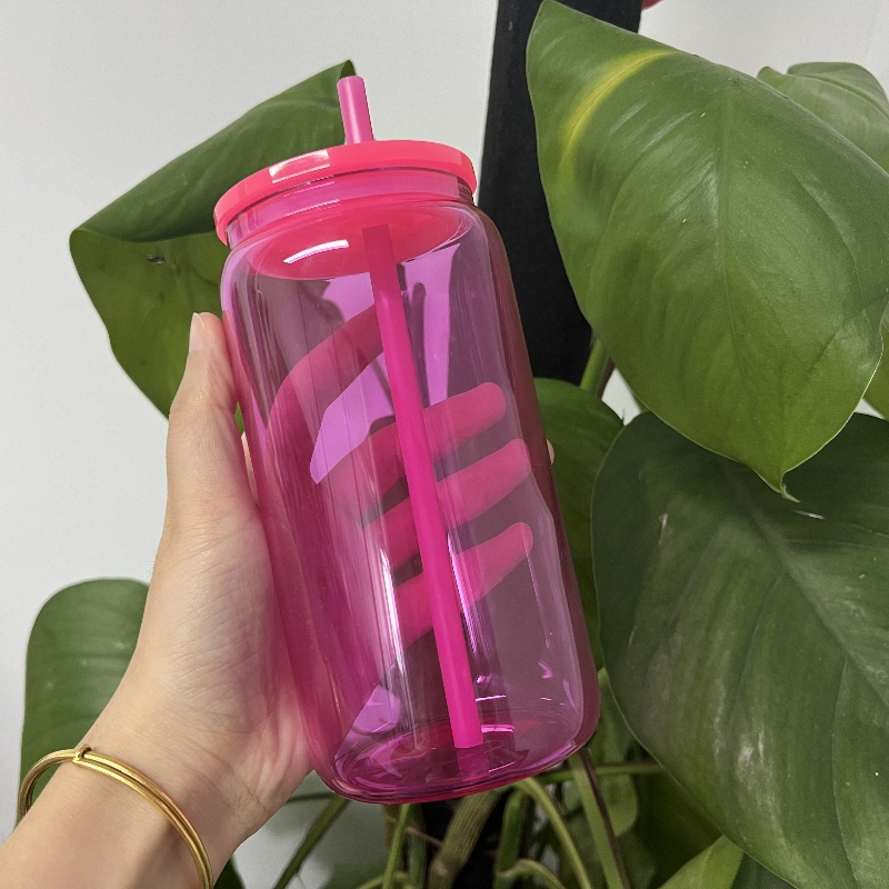 Jelly Candy 16oz Glass Jar Borosilicate Clear Glass Cups Tumbler Sublimation Soda Beer Glass Can with Lid