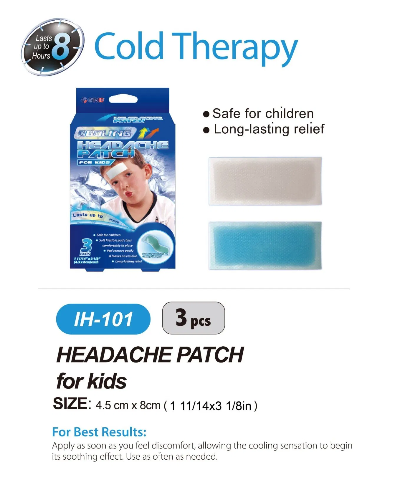 Customization Natural 4.5*8cm Cooling Therapy Adhesive Headache Cooling Patch for Kids