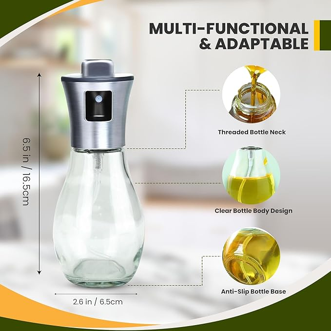 Portable Stainless Steel Oil Sprayer BBQ Glass Olive Oil Dispenser Bottle for Kitchen Use