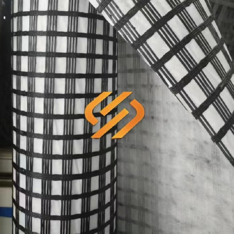 Geocomposite Asphalt Fiberglass Geogrid with Nonwoven Geotextile