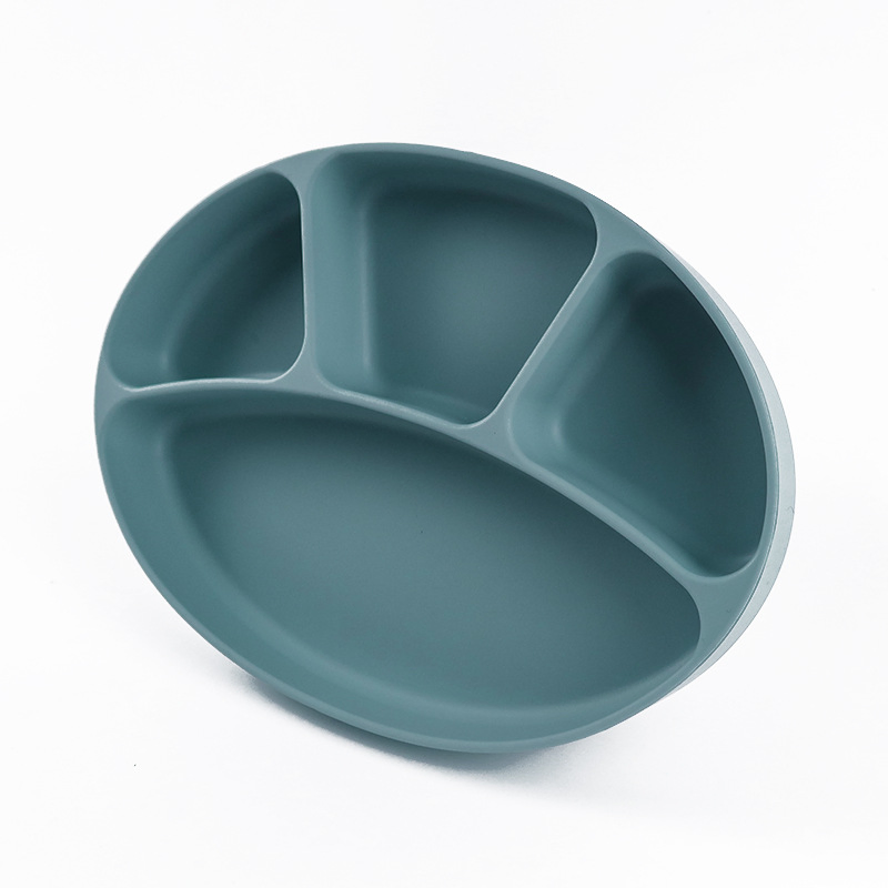 4 Cells Cute Design Children Use Toddlers Feeding Silicone Baby Plates