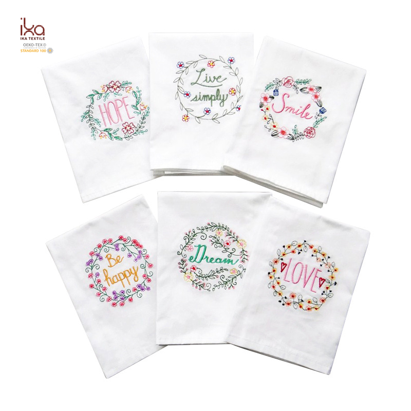 Hotel Living Room Home Decoration Hot Sale New Product Custom Printed Embroidery Woven White Cloth Cotton Napkins with Logo