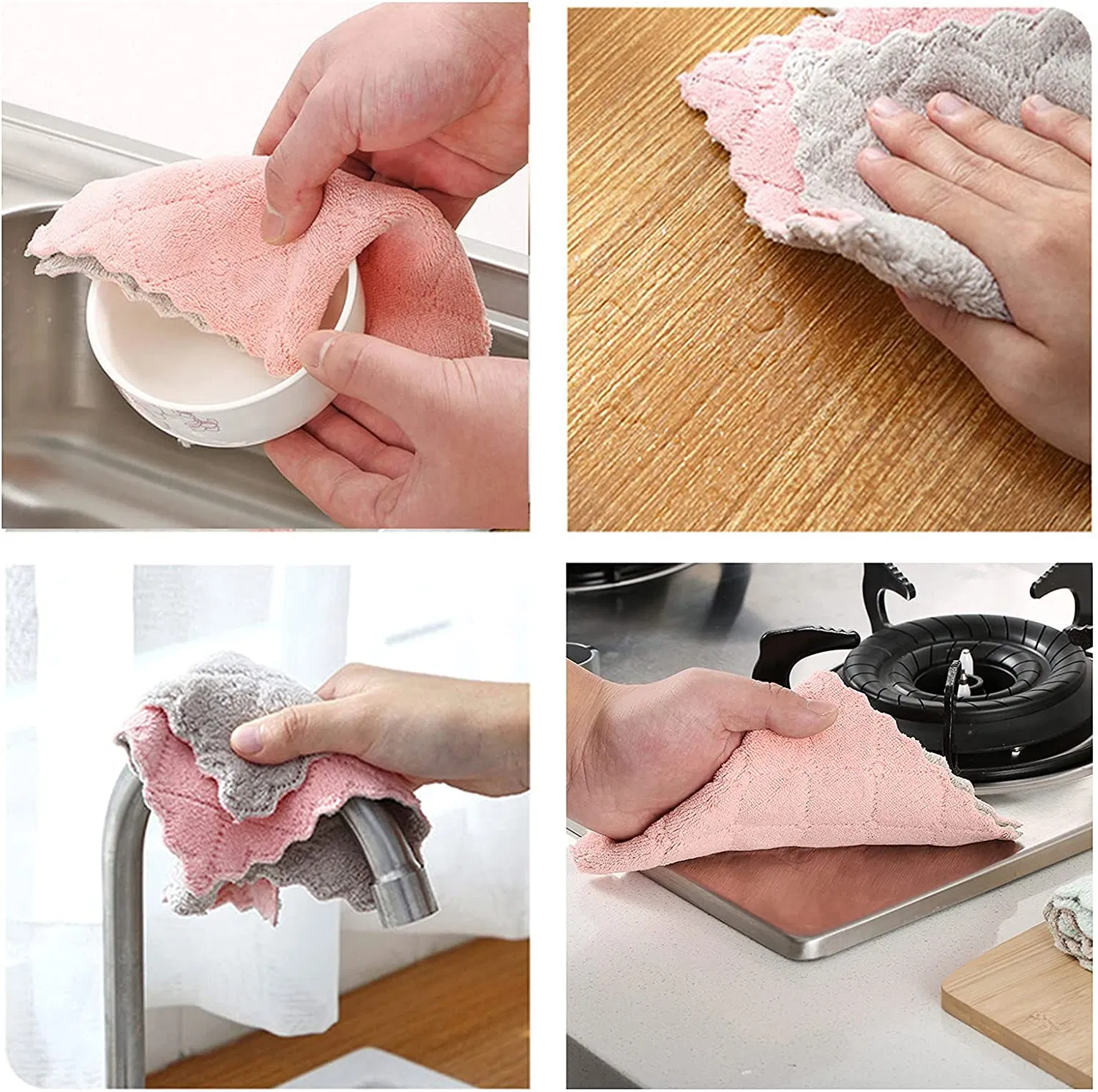 Dual-Color Microfiber Towel for Effective Cleaning and Absorption