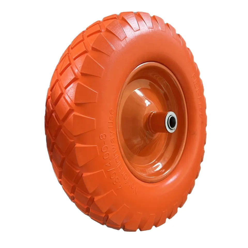 16"Inch Flat Free Wheelbarrow Wheels 4.80/4.00-8 Solid Tires Universal Fit Wheelbarrow Tires for Wheelbarrows/Garden Trailer