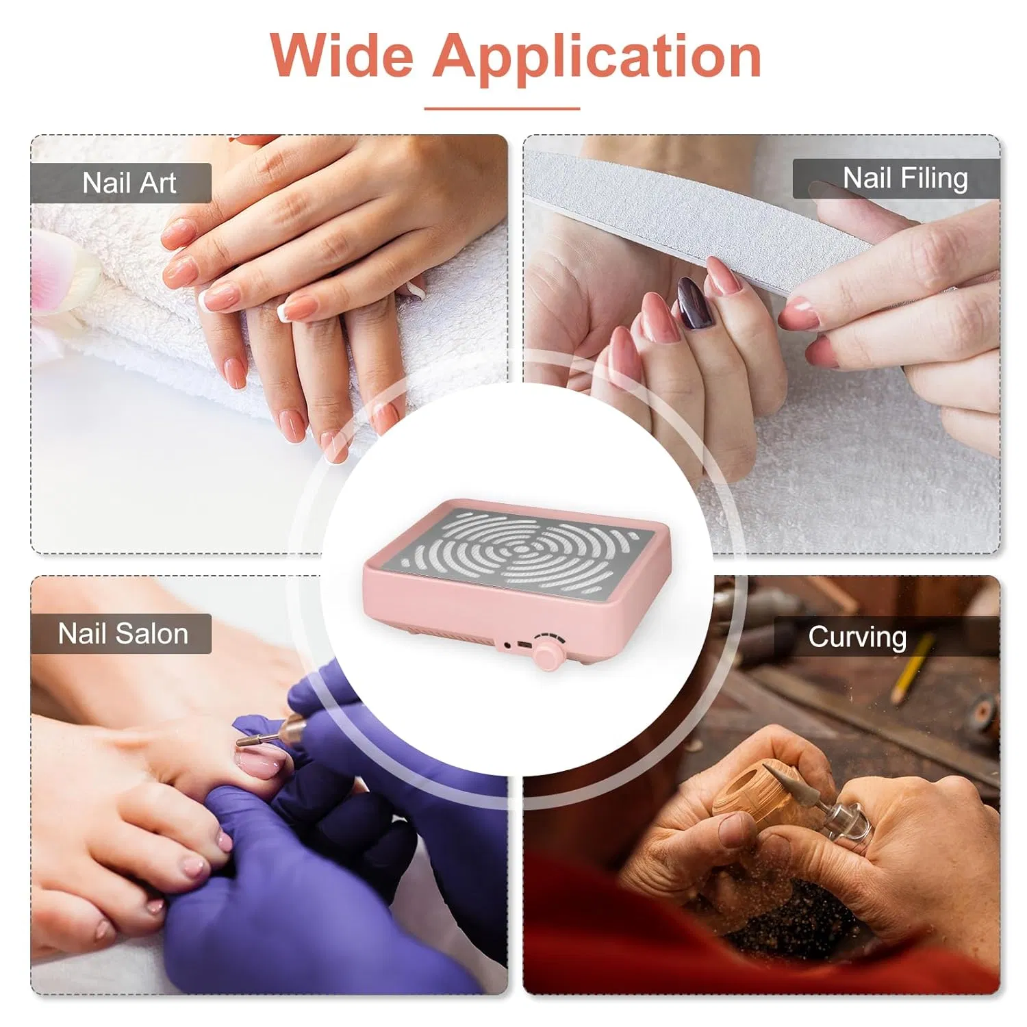 Professional Nail Vacuum Cleaner Dust Collector White Dust Collector Nail Suction