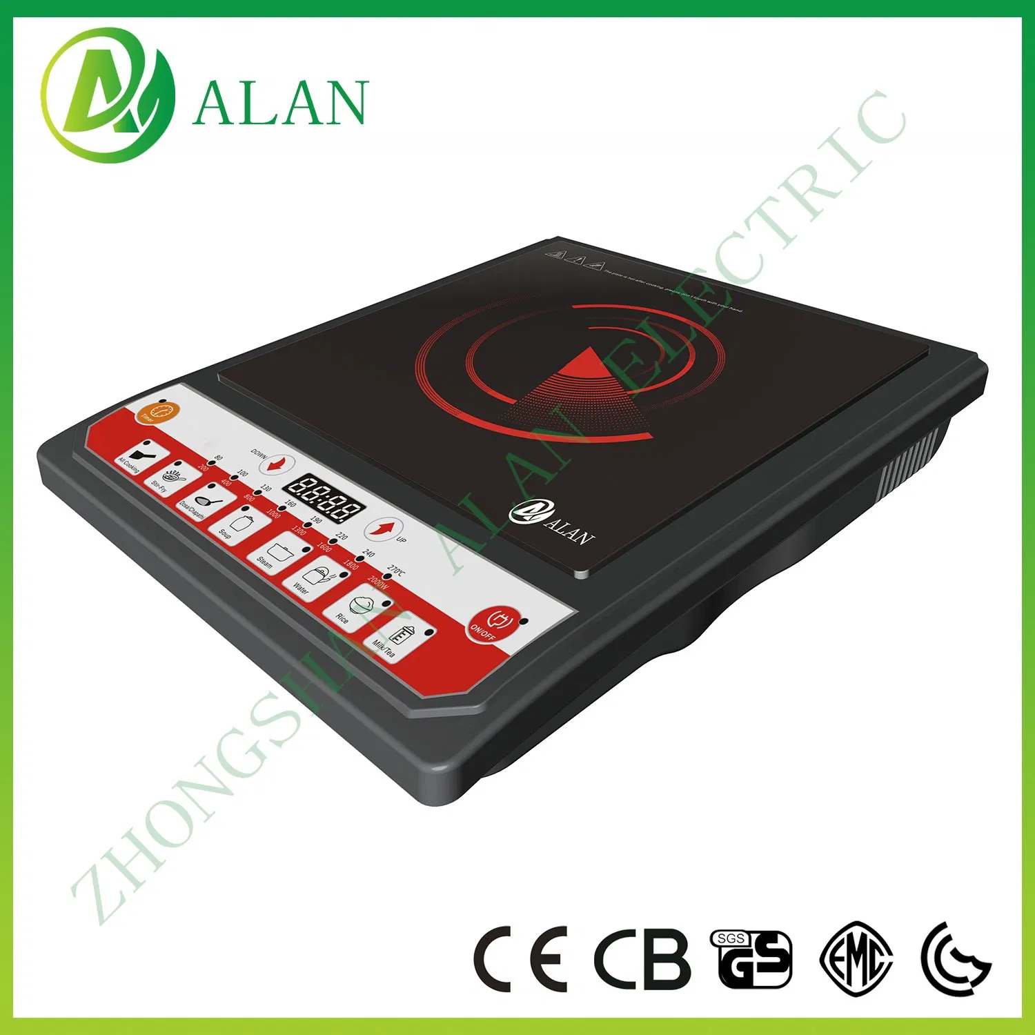 White Color Crystal Plate Slant Control Surface Press Model Induction Cooker Hob