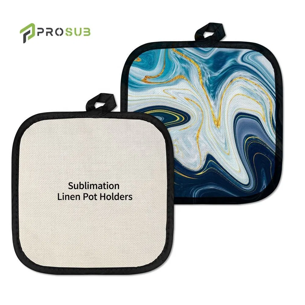 Prosub Wholesale Sublimation Blank Pot Holder with Rubber Back DIY Custom Print 8 Inch Linen Sublimationpot Pad