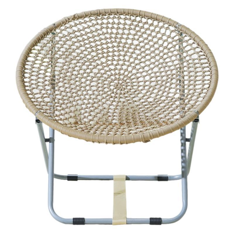 Indoor and Outdoor Folding Chair, Moon Polyester Rope Woven Folding Moon Lazy Portable Folding