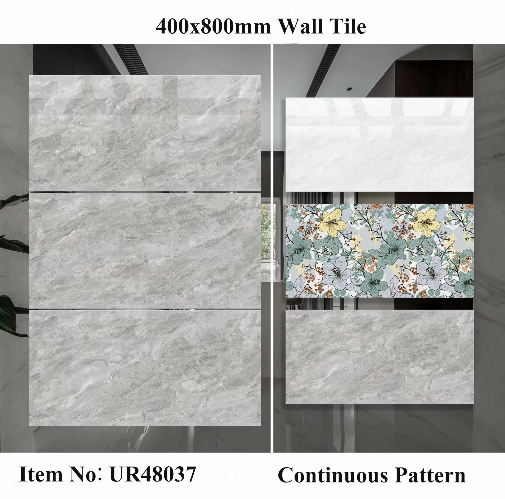 China Foshan Good Quality Building Material 400X800mm Glazed Porcelain Ceramic Bathroom Flooring Wall Tile