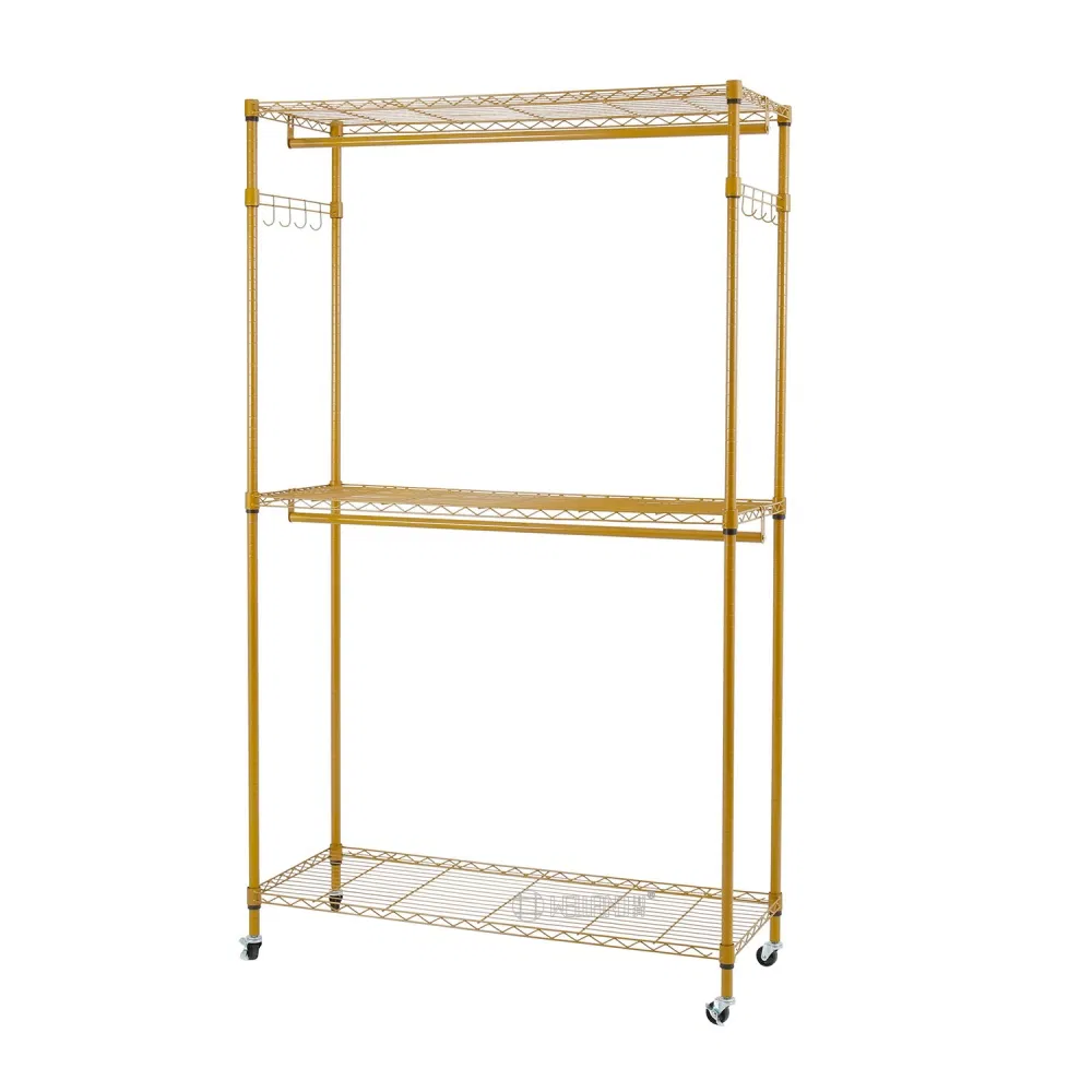 Modern Metal Clothes Rack Bedroom Wardrobe Closet 3 Tier Heavy Duty Rolling Garment Rack for Hanging Cloth