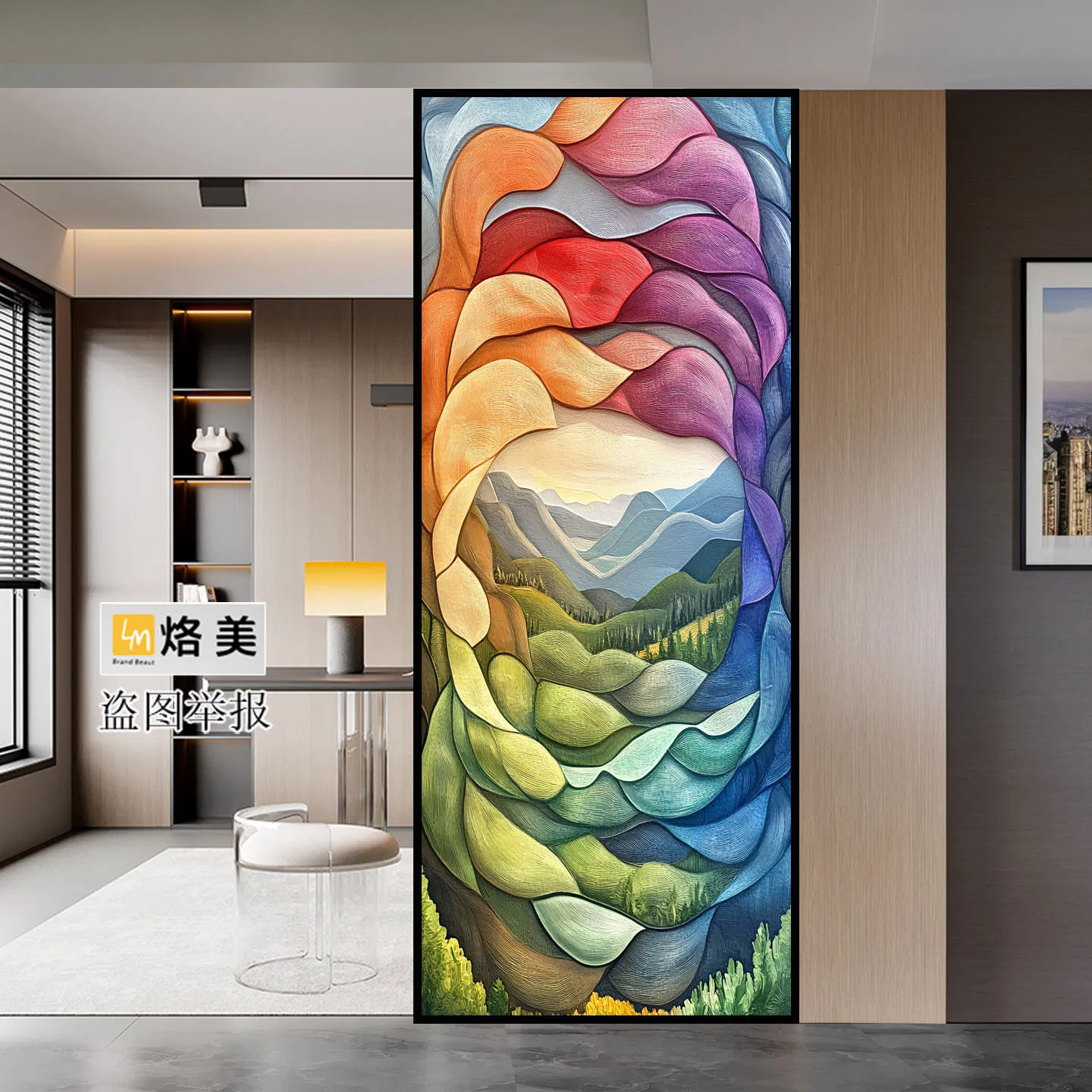Original Art Glassliving Room Partition Screenentryway of The Residenceamerican Style