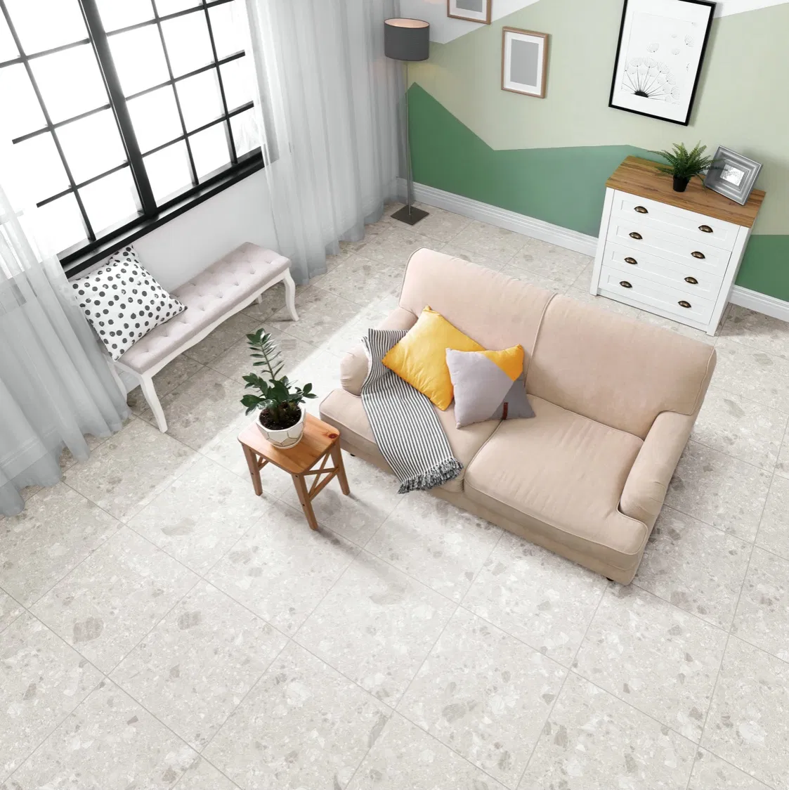 Italian Design Big Terrazzo Glazed Rustic Porcelain Tile Building Material Breccia 600X600mm 600X1200mm Floor Wall Indoor Outdoor From Foshan