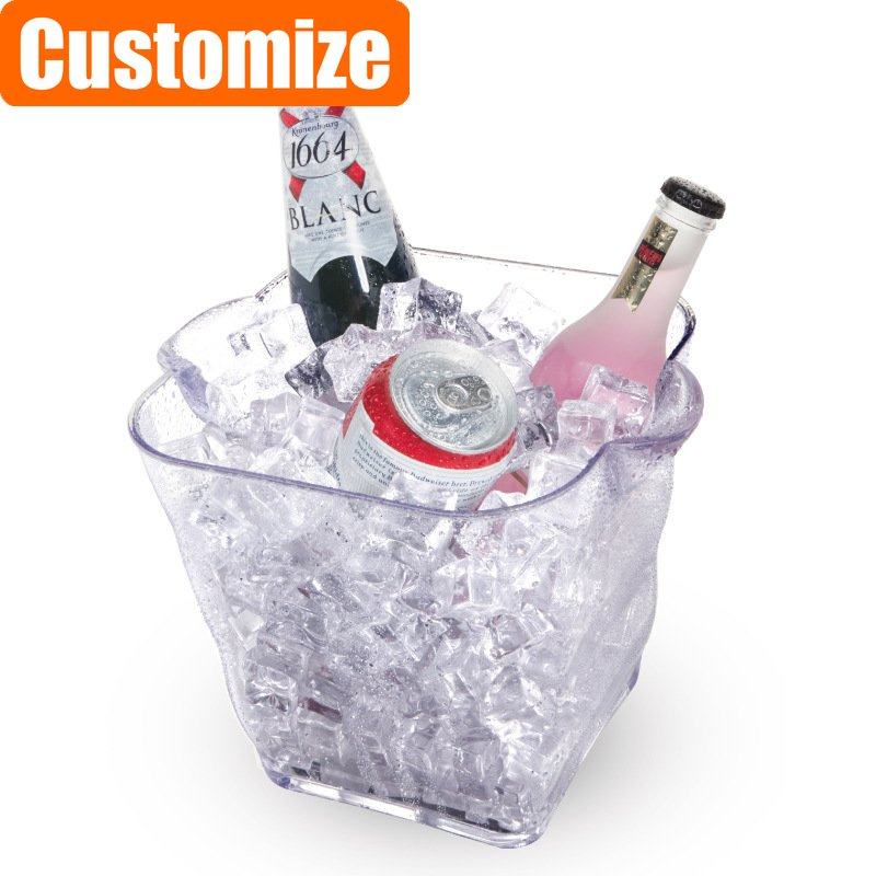 Customized Beer Transparent Service Champagne Bottle Clear Plastic Ice Acrylic Bucket