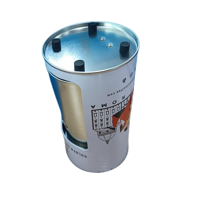 Unique Spring Press Feature Round Cola Tin Shape Tissue Holder Napkin Box