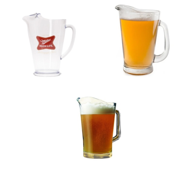 Customized Plastic Beer Pitchers 60oz Stackable Ice Beer Pitcher Water Jug for Bar Use