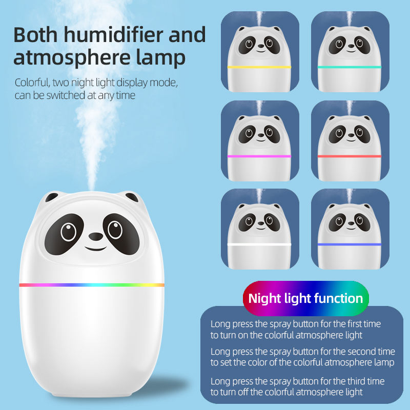 Wholesale Gift 220ml Portable Cute USB Mini Panda Air Humidifier