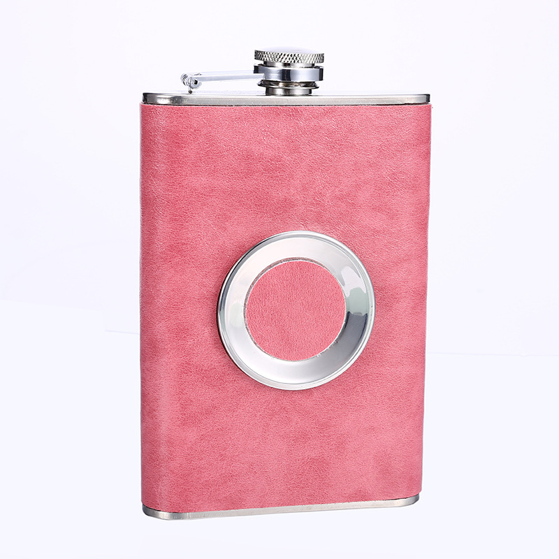 Stainless Steel Hip Pocket Flask Withleather Cigar Case