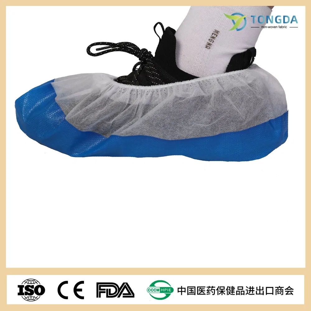 Two Color Disposable Waterproof PP Shoe Covers coated with CPE film