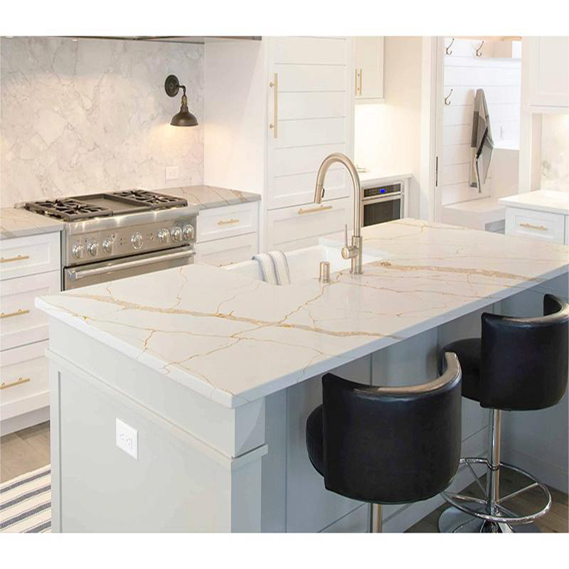 White Quartz Slab Polished Artificial Quartz Stone Slabs Kitchen Counter Calacatta Gold Quartz Countertop