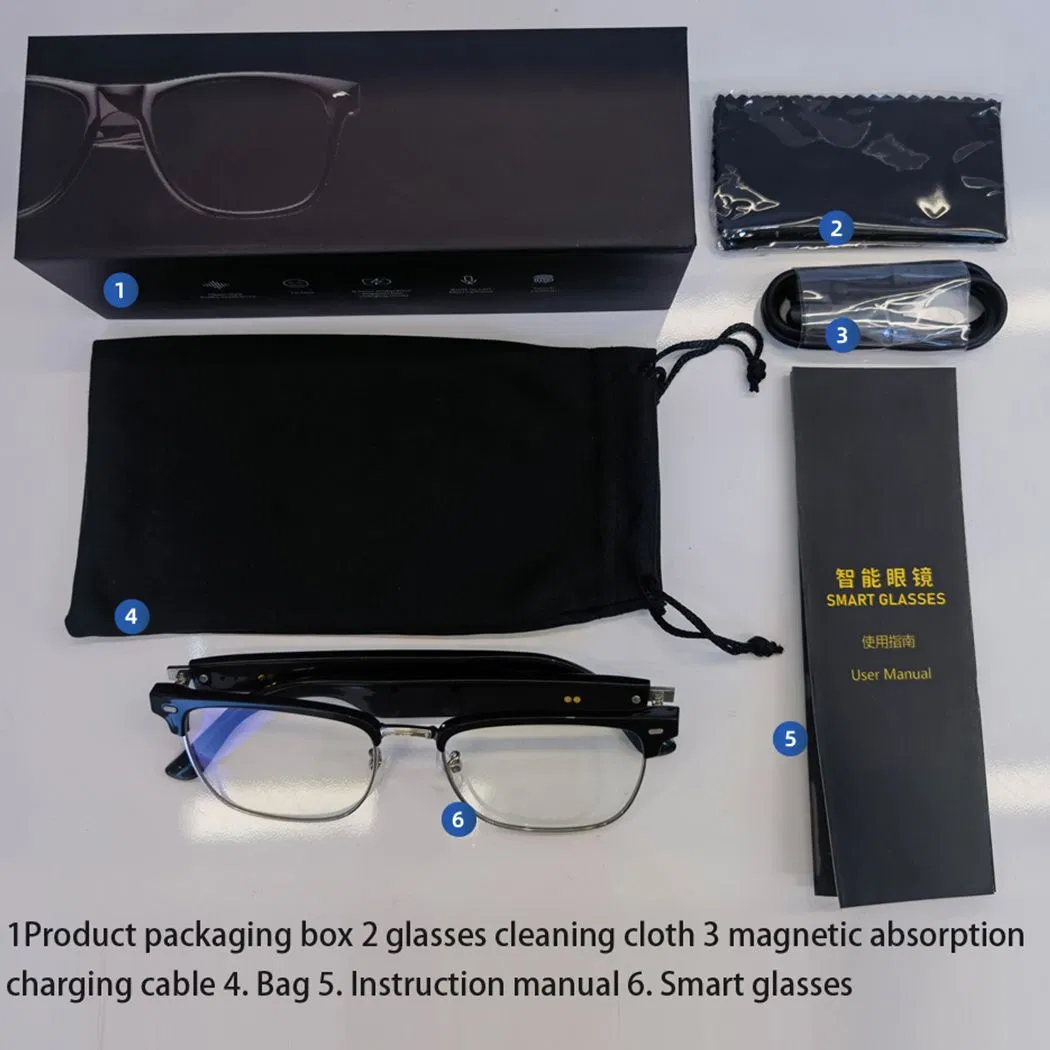 Wholesale OEM Factory Custom Smart Ai Glasses with Bluetooth Phone Calls Music