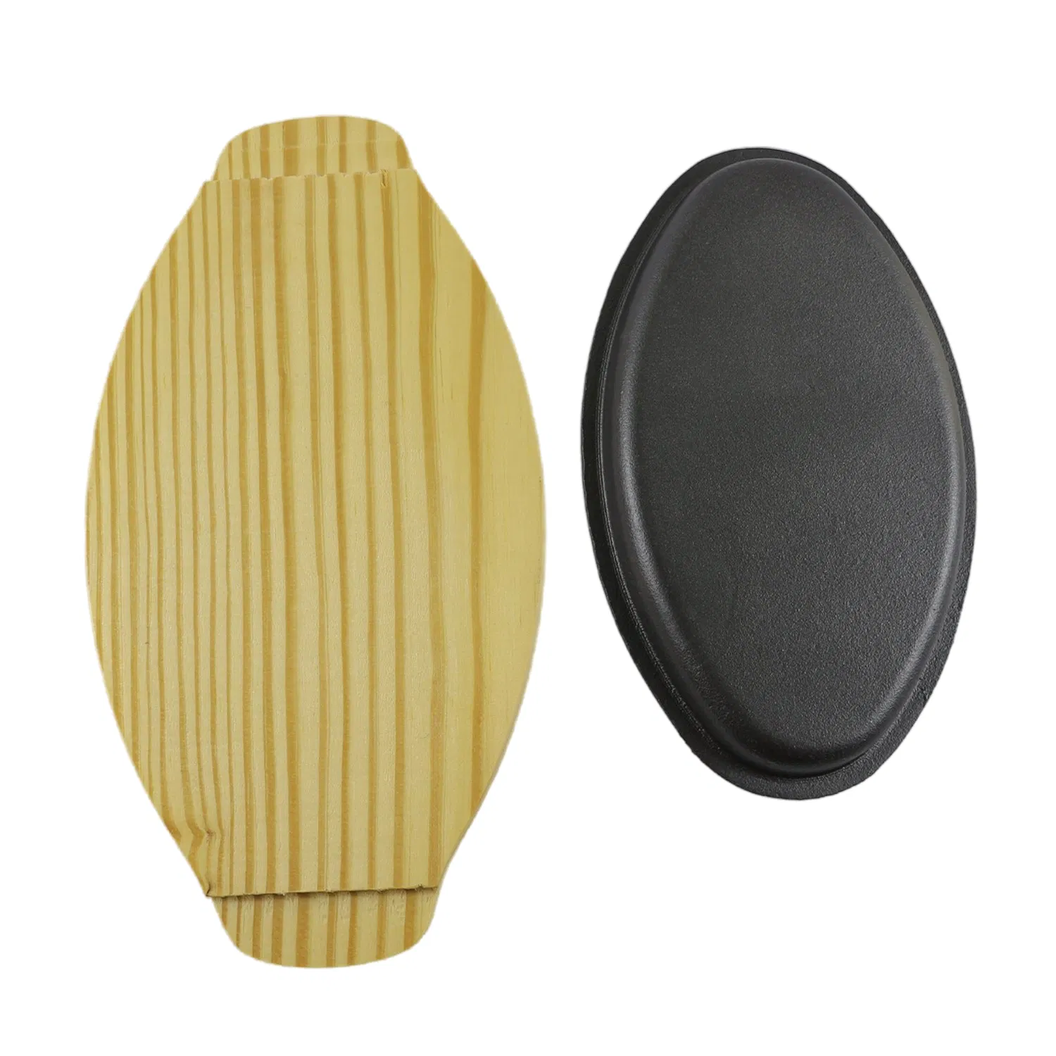 Чугунная овальная сковорода-гриль с подставкой