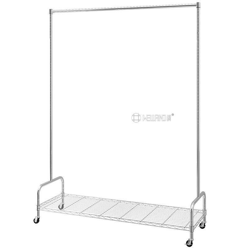 Apartment Garment Rack Bedroom Living Room Balcony Closet Organizer Clothes Hanger Rack with Wire Shelves