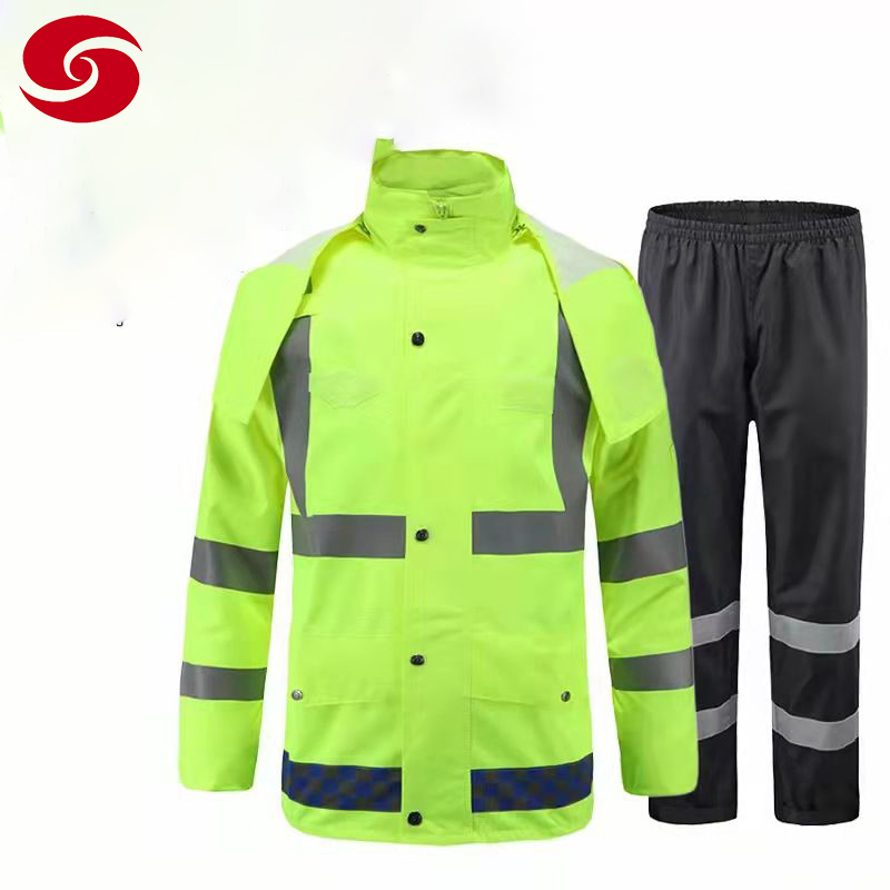 PVC Tactical Outdoor Tactical Raincoat Rain Coat Waterproof Reflective Illuminated Rain Suit