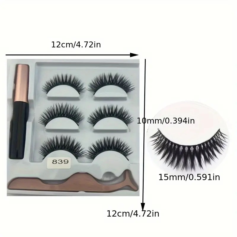 Magnetic Eye Lash Set with Eyeliner Natural Curl C Type, No Glue Required, Cat Eye Effect with Tweezers