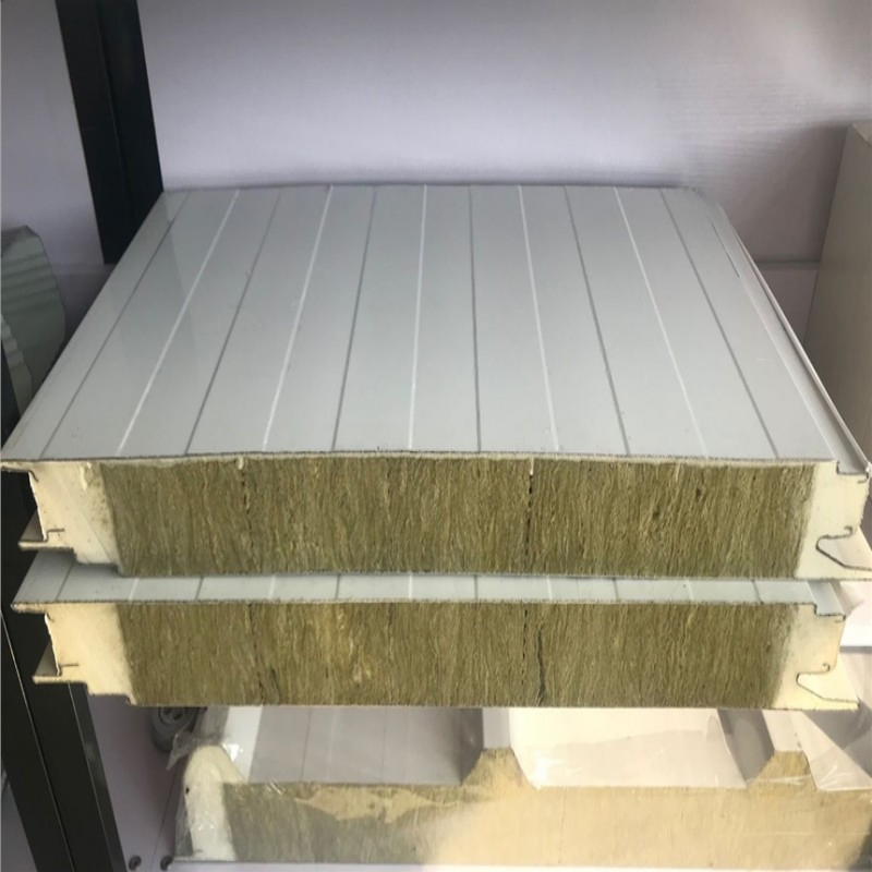 Modern Warehouse PU Sealing Rock Wool Metal Insulated Sandwich Panel