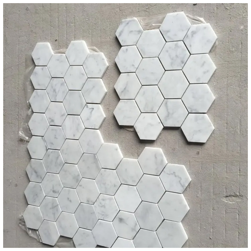 Bianco Carrara Marble Hexagon Mosaic Tiles