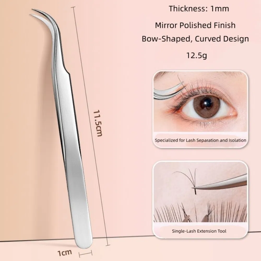 Best Titanium Gold Silver Stainless Curved Straight Lash Volume False Eyelash Tweezers