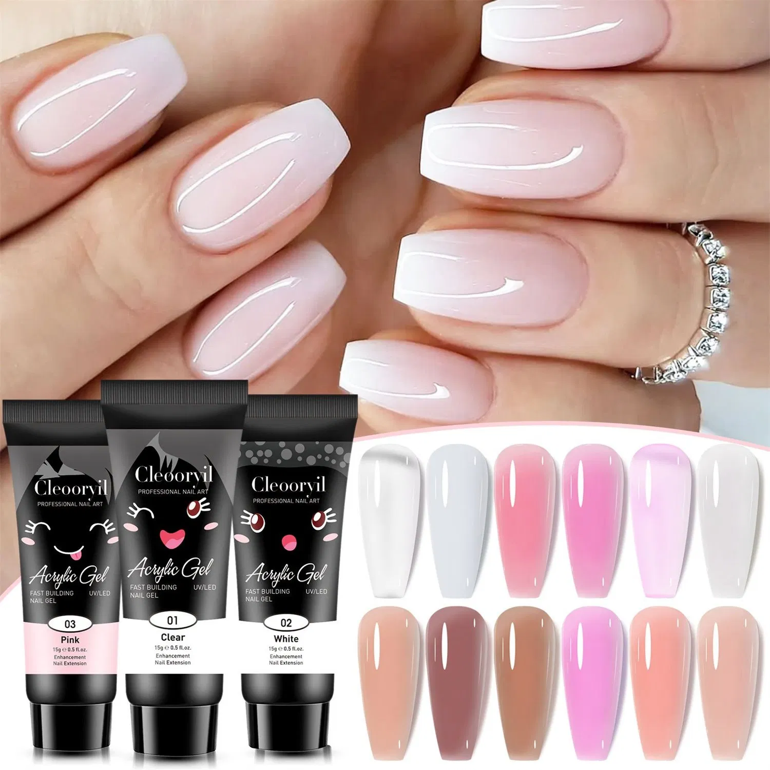 15ml 30ml Nail Art Extension Gel UV Solid Paper Free Holder Quickly Extend Crystal Model Gel Nail Phototherapy Crystal Poly Gel