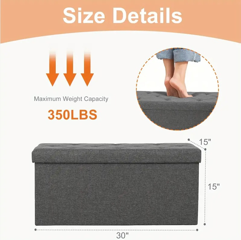 Best-Selling Home Furnishings Large Three-Seater Storage Bench Multifunctional Living Room Storage Stool