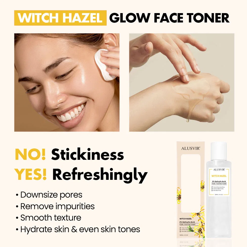 Exfoliating Pore Pha Aha Glow Witch Hazel 2% Salicylic Acid Facial Toner