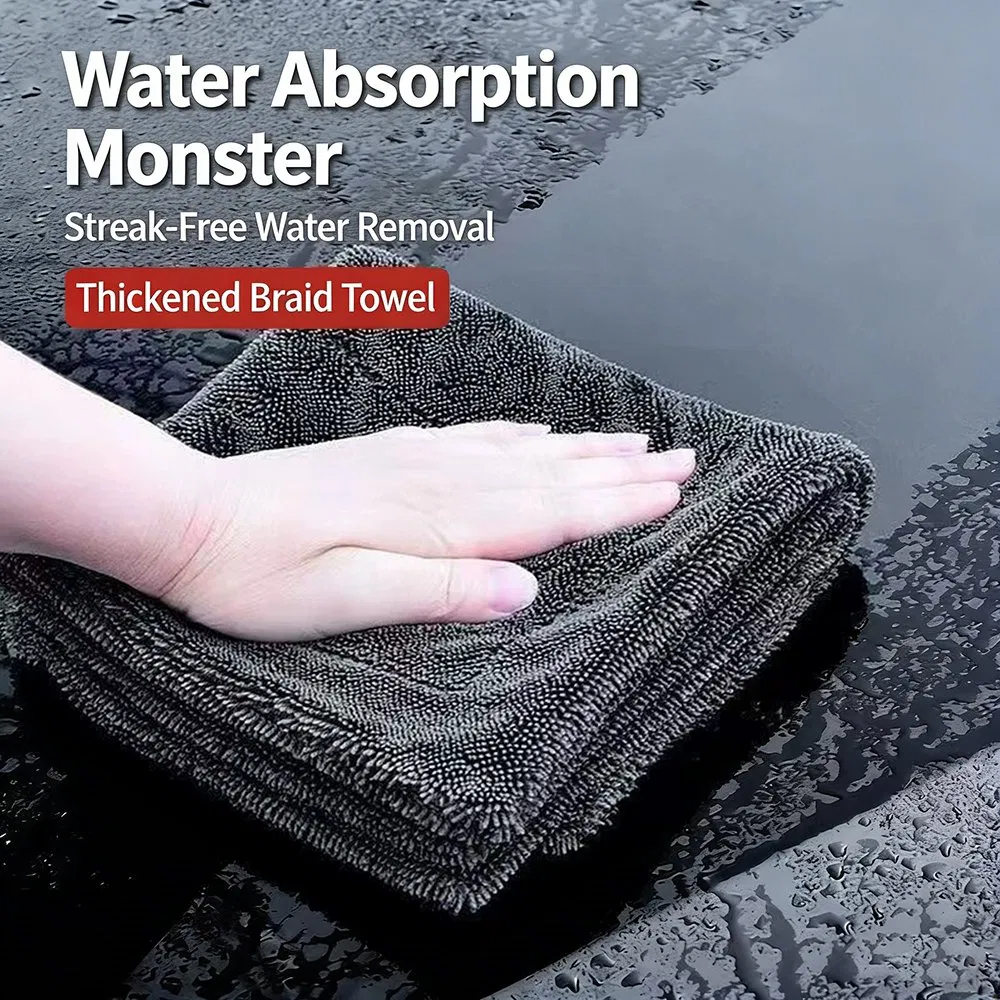 Luxury Braided Edge Car Wash Cloth - Soft Lint-Free Cleaning Towel